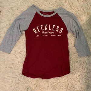 Reckless red & gray baseball tee (small)